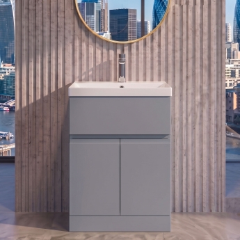 Delphi Penthouse 600mm 2-Door 1-Drawer Floor Standing Vanity Unit (inc Basin) | Product Image