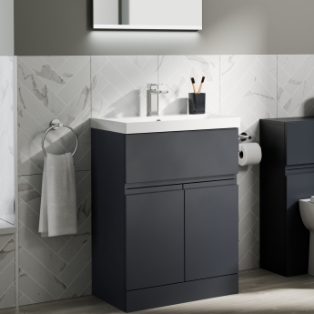 Delphi Penthouse 600mm 2-Door 1-Drawer Floor Standing Vanity Unit (inc Basin) | Product Image