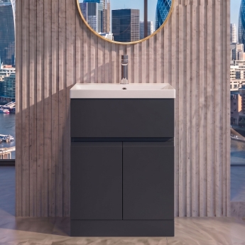 Delphi Penthouse 600mm 2-Door 1-Drawer Floor Standing Vanity Unit (inc Basin) | Product Image