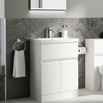 Delphi Penthouse 600mm 2-Door 1-Drawer Floor Standing Vanity Unit (inc Basin) | Product Image