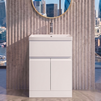 Delphi Penthouse 600mm 2-Door 1-Drawer Floor Standing Vanity Unit (inc Basin) | Product Image
