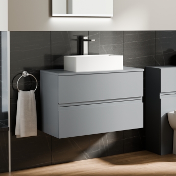 Delphi Penthouse 800mm 2-Drawer Wall Hung Countertop Vanity Unit | Product Image