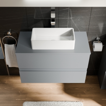 Delphi Penthouse Satin Grey 800mm 2-Drawer Wall Hung Countertop Vanity Unit | Product Image