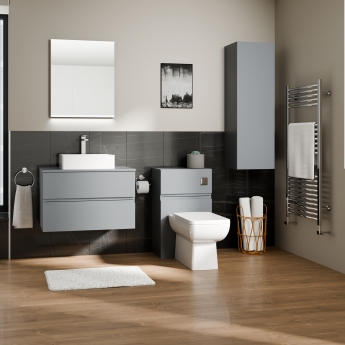 Delphi Penthouse Satin Grey 800mm 2-Drawer Wall Hung Countertop Vanity Unit | Product Image