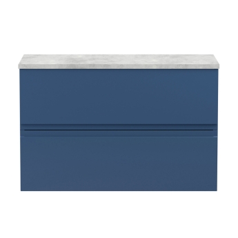 Delphi Penthouse Satin Blue 800mm 2-Drawer Wall Hung Premium Countertop Vanity Unit | Product Image