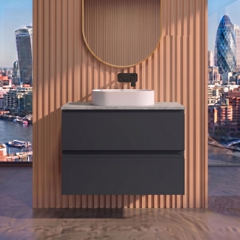 Delphi Penthouse 800mm 2-Drawer Wall Hung Premium Countertop Vanity Unit | Product Image