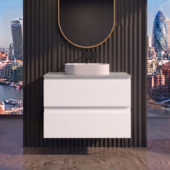 Delphi Penthouse 800mm 2-Drawer Wall Hung Premium Countertop Vanity Unit | Product Image