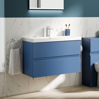 Delphi Penthouse 800mm 2-Drawer Wall Hung Vanity Unit (inc Basin) | Product Image