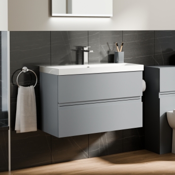 Delphi Penthouse 800mm 2-Drawer Wall Hung Vanity Unit (inc Basin) | Product Image
