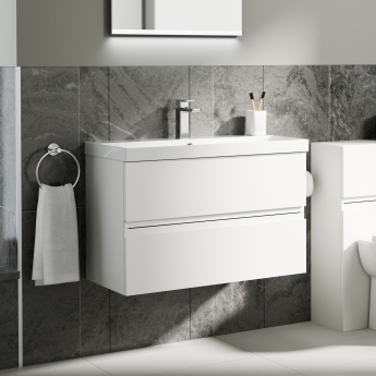 Delphi Penthouse 800mm 2-Drawer Wall Hung Vanity Unit (inc Basin) | Product Image