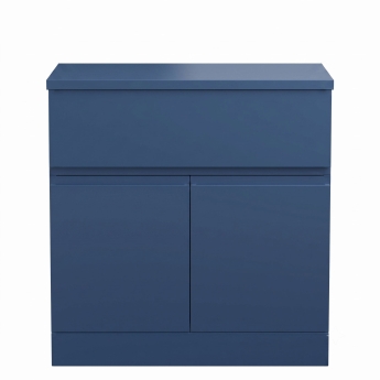 Delphi Penthouse Satin Blue 800mm 2-Door 1-Drawer Floor Standing Countertop Vanity Unit | Product Image