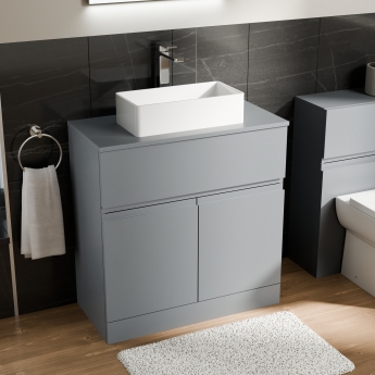 Delphi Penthouse Satin Grey 800mm 2-Door 1-Drawer Floor Standing Countertop Vanity Unit | Product Image