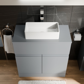 Delphi Penthouse Satin Grey 800mm 2-Door 1-Drawer Floor Standing Countertop Vanity Unit | Product Image