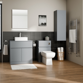 Delphi Penthouse Satin Grey 800mm 2-Door 1-Drawer Floor Standing Countertop Vanity Unit | Product Image