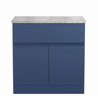 Delphi Penthouse Satin Blue 800mm 2-Door 1-Drawer Floor Standing Premium Countertop Vanity Unit | Product Image