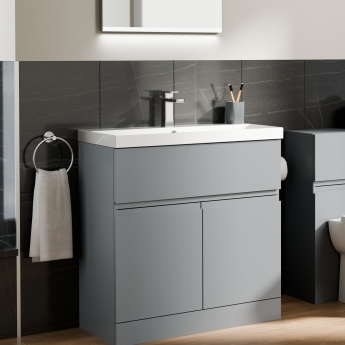 Delphi Penthouse 800mm 2-Door 1-Drawer Floor Standing Vanity Unit (inc Basin) | Product Image