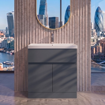 Delphi Penthouse 800mm 2-Door 1-Drawer Floor Standing Vanity Unit (inc Basin) | Product Image