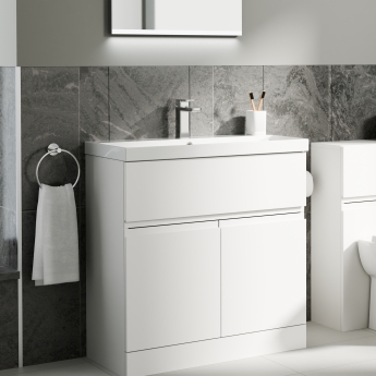Delphi Penthouse 800mm 2-Door 1-Drawer Floor Standing Vanity Unit (inc Basin) | Product Image