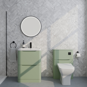 Delphi Polaris Satin Green 600mm 2-Drawer Floor Standing Vanity Unit (inc Basin) | Product Image