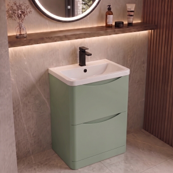 Delphi Polaris 600mm 2-Drawer Floor Standing Vanity Unit (inc Basin) | Product Image
