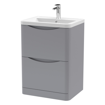 Delphi Polaris 600mm 2-Drawer Floor Standing Vanity Unit (inc Basin) | Product Image