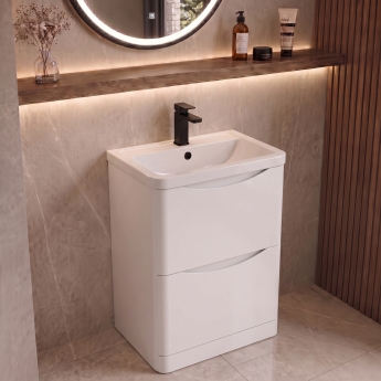 Delphi Polaris 600mm 2-Drawer Floor Standing Vanity Unit (inc Basin) | Product Image