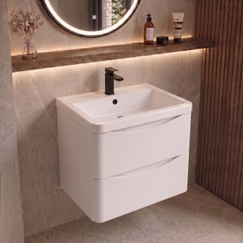 Delphi Polaris 600mm 2-Drawer Wall Hung Vanity Unit (inc Basin) | Product Image