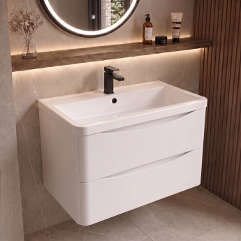 Delphi Polaris 800mm 2-Drawer Wall Hung Vanity Unit (inc Basin) | Product Image