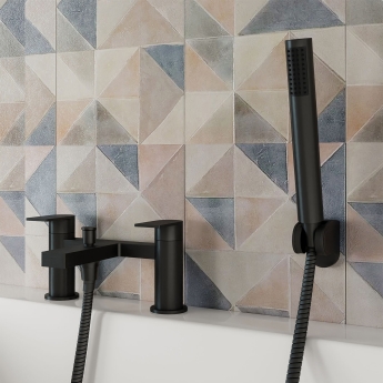 Delphi Port Matt Black Bath Shower Mixer Tap with Kit | Product Image
