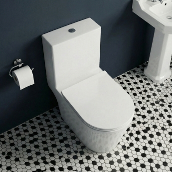 Delphi Porter Rimless Open Back Close Coupled Toilet (inc Soft Close Slim Seat) | Product Image