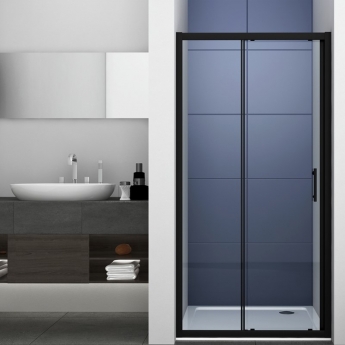 Delphi Inspire Matt Black Sliding Shower Door - 6mm Glass