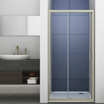 Delphi Inspire Brushed Brass Sliding Shower Door - 6mm Glass