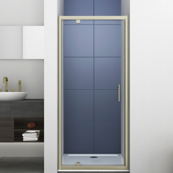 Delphi Inspire Brushed Brass Pivot Shower Door - 6mm Glass