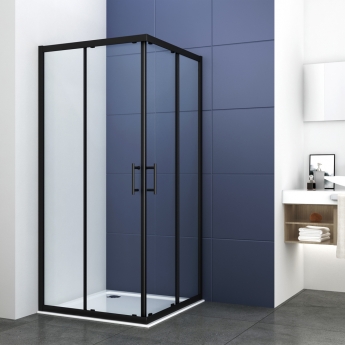 Delphi Inspire Matt Black Corner Entry Shower Enclosure - 6mm Glass
