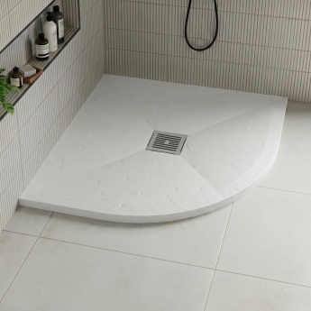 Delphi Sanctuary White Slate Effect 33mm Quadrant Shower Tray (inc Grille) | Product Image