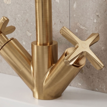 Delphi Sedona Brushed Brass Mono Basin Mixer Tap (inc Pop-Up Waste) | Product Image