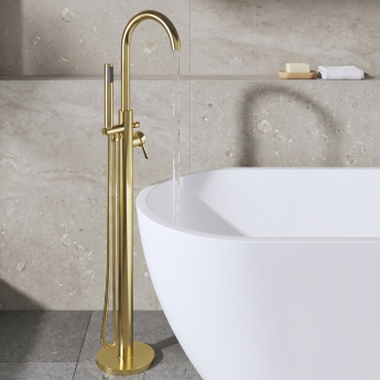 Delphi Sedona Brushed Brass Freestanding Bath Shower Mixer Tap (inc Kit) | Product Image