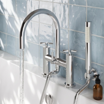 Delphi Sedona Chrome Pillar Mounted Bath Shower Mixer Tap (inc Kit) | Product Image