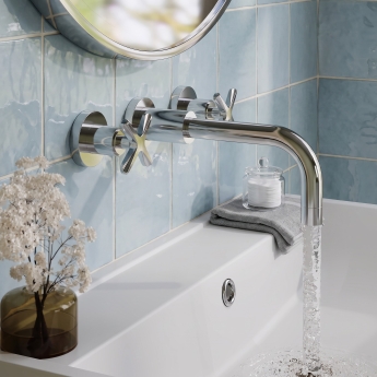 Delphi Sedona Chrome 3-Hole Wall Mounted Basin/Bath Mixer Tap | Product Image
