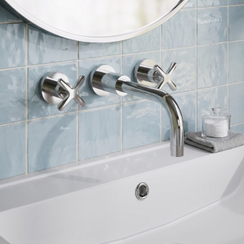 Delphi Sedona Chrome 3-Hole Wall Mounted Basin/Bath Mixer Tap | Product Image