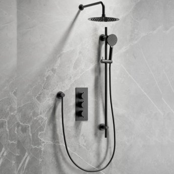 Delphi Round Slide Shower Rail Kit with Shower Handset and Shower Hose - Black