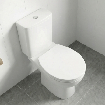 Delphi Sierra Rimless Extended Height Close Coupled Toilet (inc Soft Close Seat) | Product Image