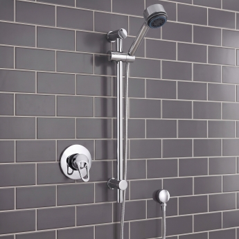 Delphi Solo Chrome Manual Concealed Shower Set with Slide Rail Kit | Product Image