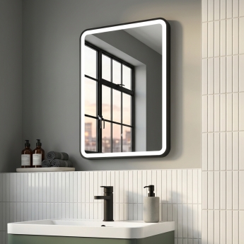 Delphi Sparta Black Framed LED Touch Sensor Bathroom Mirror 700mm x 500mm | Product Image