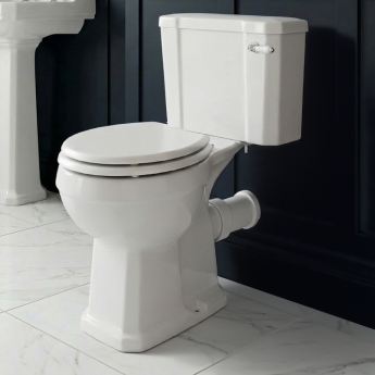 Delphi Stratford Traditional Extended Height Close Coupled Toilet (inc White MDF Seat) | Product Image