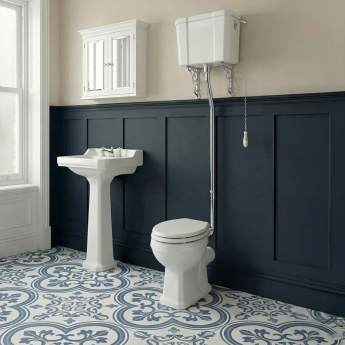 Delphi Stratford Traditional Extended Height High Level Toilet (inc White MDF Seat) | Product Image