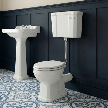 Delphi Stratford Traditional Low Level Toilet (inc White MDF Seat) | Product Image