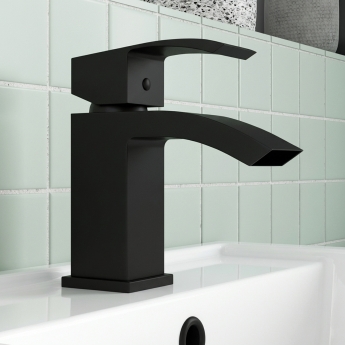 Delphi Swallow Matt Black Mono Basin Mixer Tap | Product Image