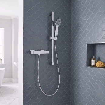 Delphi Swanley Thermostatic Square Bar Mixer Shower with Shower Kit - Chrome | Product Image