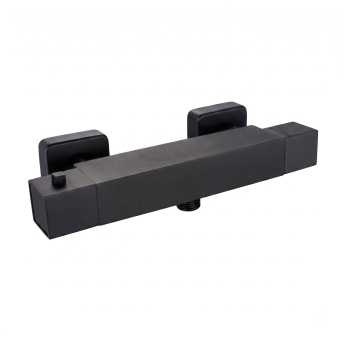 Delphi Swanley Thermostatic Square Bar Mixer Shower with Shower Kit - Black | Product Image